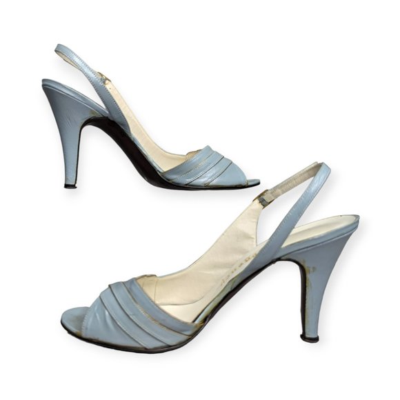 Vintage Regency Light Blue Sling Back Heels Size 8AA - Picture 7 of 10